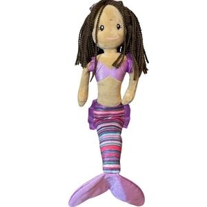 Mermaid Plush Doll‎ Brown Hair Purple Tail Stuffed Animal Toy Kids